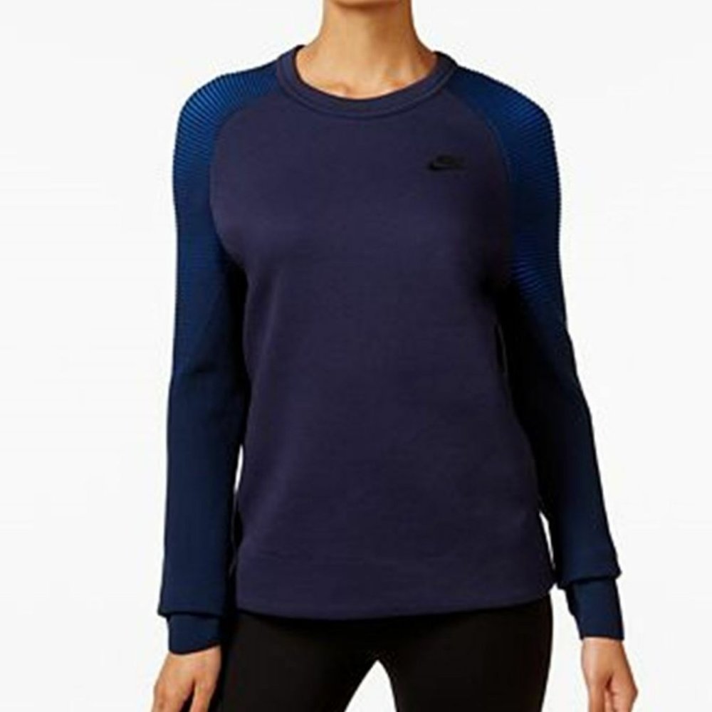NIKE SPORTSWEAR TECH FLEECE CREW SHIRT NAVY / Blue